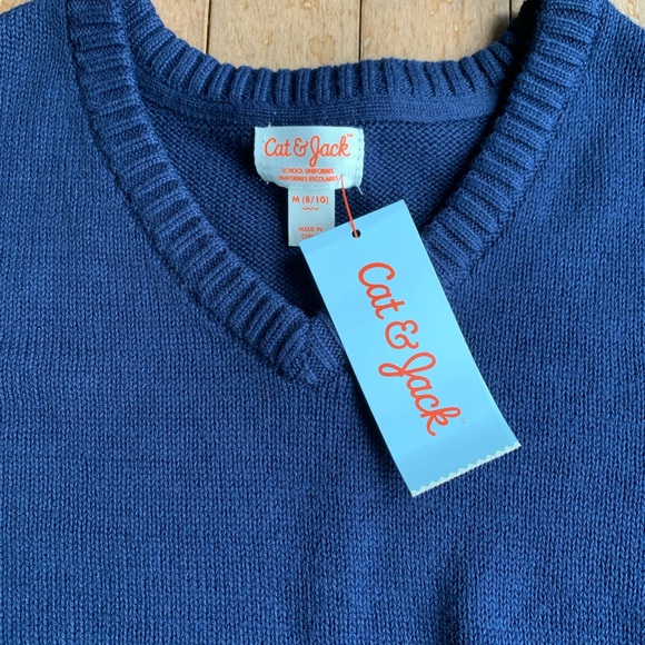 NWT Boys Cat & Jack Navy Blue Sweater Vest Size 8/10 - Picture 3 of 3